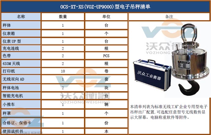 高溫電子吊秤配置清單圖片 高溫電子吊秤配置清單圖片